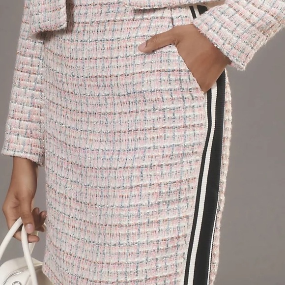 NWT Anthropologie Pink Tweed Midi Skirt 14 - Picture 4 of 5